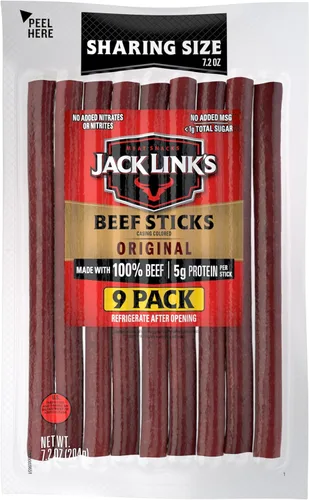 Vista 14 de Jack Link's Palitos de carne de res, originales, 0.92 onzas, 1 unidad, gran aperitivo de proteínas, palito de carne con 0.23 oz de proteína, hecho