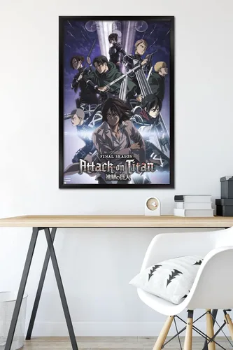 Vista 6 de Trends International Attack on Titan: Season 4 - Póster de pared Key Visual 2, 22.37 x 34.00 pulgadas, versión enmarcada en negro Versión con marco