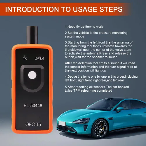 Vista 4 de TPMS Herramienta de reaprendizaje para sensor de neumáticos de automóvil, EL-50448 Herramienta de reinicio de activación del sensor de presión