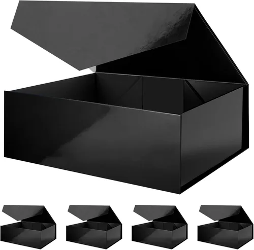 Vista 32 de Caja de regalo negra con ventana, caja de regalo magnética transparente para regalo, caja de propuesta de padrino de boda (10.5 x 7.5 x 3 pulgadas)