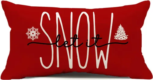 Vista 13 de Funda de Cojín para Decoraciones Navideñas Feliz Navidad, 18 x 18 Pulgadas Funda de Cojín con Frase Navideña Estilo Granja para Sofá Sillón