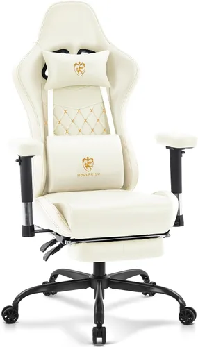 Vista 14 de Silla de juegos de tela transpirable, silla de oficina para computadora con reposapiés, soporte lumbar de masaje y almohadilla de gel, silla