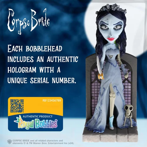 Vista 3 de Royal Bobbles Emily la novia cadáver con espada, gusano y restos – 7.5 pulgadas de alto – Estatua coleccionable de Bobblehead