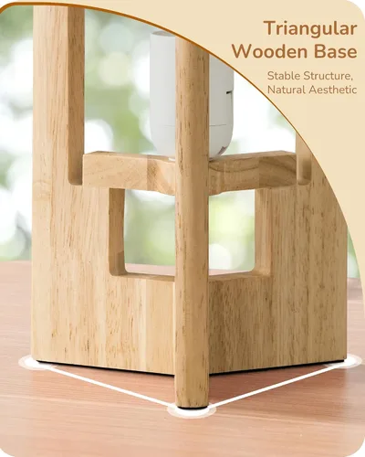 Vista 2 de EDISHINE Small Wood Table Lamp, 13.5" Modern Bedside Lamp, Beige Linen Shade, Natural Wood Cylinder Nightstand Lamp for Bedroom Living Room, On-Off