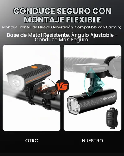 Vista 7 de Magicshine Luz de bicicleta RN 1500S, luces de bicicleta para conducción nocturna con montaje inferior, control FTR LightSync, recargable por USB