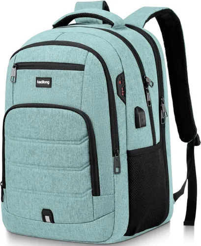 Vista 9 de kadilong Mochila para laptop para hombre, mochila escolar para adolescentes, niños, viajes de negocios, bolsa antirrobo con puerto de carga USB