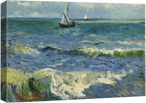 Vista 23 de Van Gogh - Lienzo con diseño giclée de olivos con cielo amarillo y sol, arte de pared de galería, estirado y enmarcado, listo para colgar, 24 x 36
