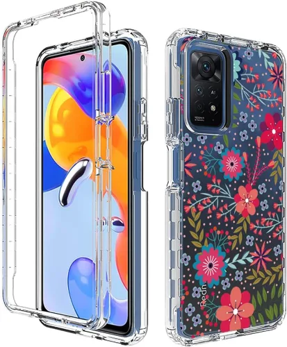 Vista 6 de Funda para Redmi Note 11 Pro/Redmi Note 11E Pro con protector de pantalla de vidrio templado, cubierta protectora de TPU transparente de cuerpo