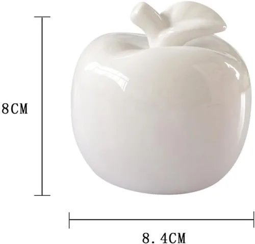 Vista 6 de VOSAREA Estatua de manzanas de cerámica, figuras de manzanas, escultura de frutas de porcelana, adorno de escritorio para decoración de mesa
