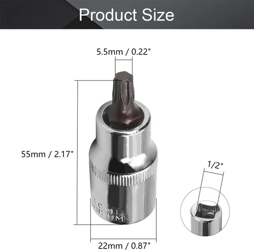 Vista 125 de Utoolmart 1/2" Drive x 0.551 in largo Hex Bit Socket, métrico, S2 y Cr-V acero 1pcs