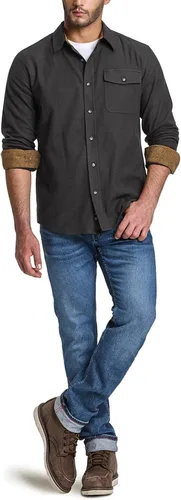 Vista 8 de CQR - Camisa de franela de algodón a cuadros con botones y manga larga para hombre, algodón cepillado suave, camisa de estilo informal