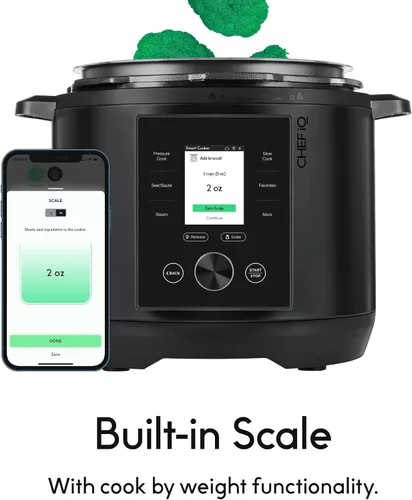 Vista 12 de CHEF iQ Olla a Presión Inteligente con WiFi y Báscula Incorporada - Multicocina 10 en 1 Fácil de Usar con Más de 500 Recetas Guiadas - Olla