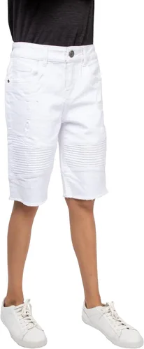 Vista 3 de X RAY Pantalones cortos para bebés y niños pequeños, cintura elástica, rasgados, moto, desgastados, pantalones cortos de mezclilla elásticos