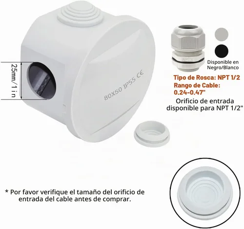 Vista 5 de LeMotech - Caja de derivación universal de plástico ABS resistente al polvo, resistente al agua, IP65, color blanco