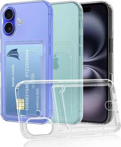 Vista 10 de Funda transparente compatible con iPhone 14 Pro con ranura para tarjetero, a prueba de golpes, funda protectora de silicona suave y delgada, funda