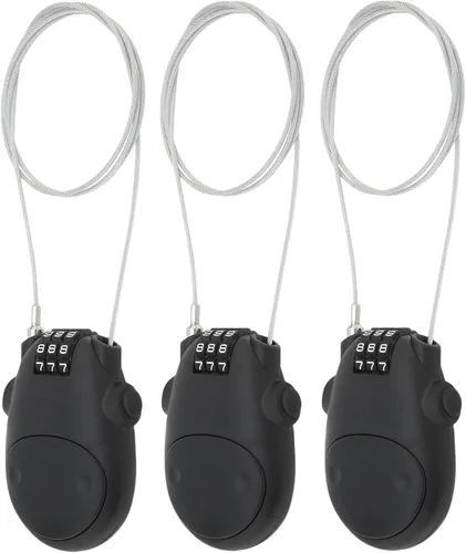 Vista 8 de Cerradura de cable de combinación, cerraduras de equipaje con cable de acero retráctil de 30 pulgadas, cerradura de viaje combinada con mini
