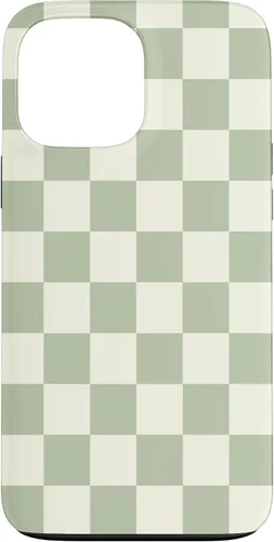 Vista 24 de Funda clásica Checkered Checker Checkerboard Light Sage Green para iPhone 17