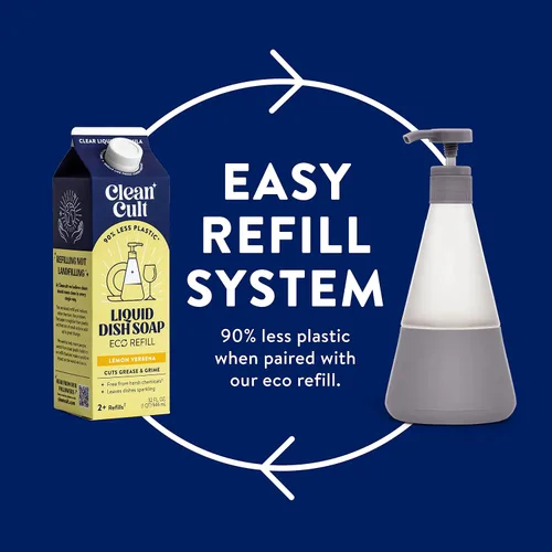 Vista 6 de Cleancult Dispensador de jabón para platos (15 onzas, 1 unidad), dispensador de jabón de vidrio recargable con bomba, dispensador de jabón