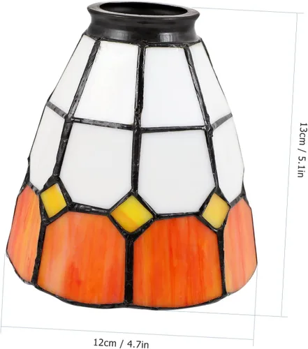 Vista 5 de Housoutil Lámpara de techo con vitral, lámpara pequeña, adorno blanco, lámpara de araña, decoración de piso, globo colgante, lámpara artesanal