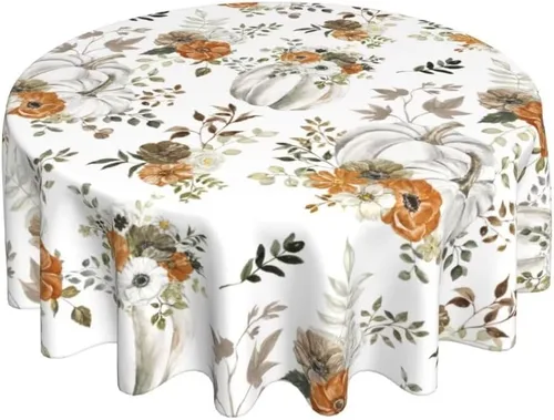 Vista 35 de Mantel floral azul marino de 54 x 54 pulgadas, mantel cuadrado de flores azul oscuro y blanco, mantel de poliéster para fiestas de vacaciones