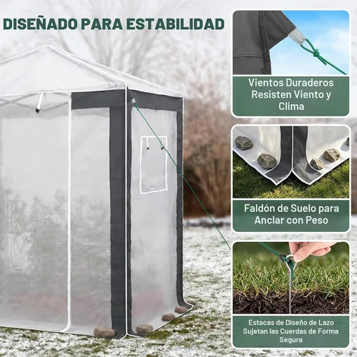 Vista 8 de EAGLE PEAK Invernadero desplegable para caminar 6x4, gris/blanco