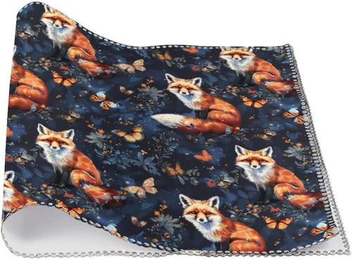 Vista 3 de Animal Fox Print Placemats Set of 6 Resistant Table Mats Washable Place Mats for Dinner Party Table Decoration