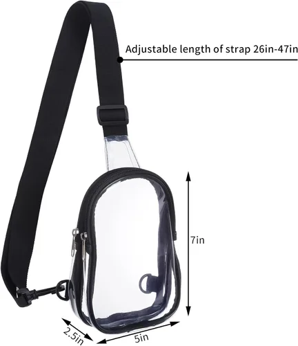 Vista 4 de Mini bolsa transparente aprobada para estadios, bolsa cruzada transparente, riñonera, bolsa de concierto, cinturón, bolsa de pecho, aprobada por