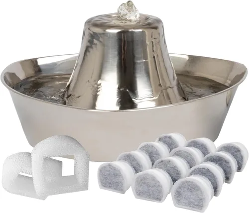Vista 12 de PetSafe Seaside - Fuente de acero inoxidable para gatos y perros, filtros de agua adicionales y 1 bomba incluida, la torre crea un flujo relajante