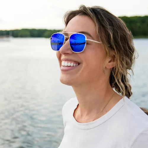Vista 8 de Pilotfish Patron Polarized Aviator Sunglasses Men Women, Stainless Steel Frame, CR-39 Anti-Reflective Hydrophobic UV400 Lens