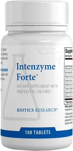 Vista 8 de BIOTICS RESEARCH Intenzyme Forte™ Enzimas pancreáticas proteolíticas, pancreatina, bromelina, papaína, lipasa, amilasa – Suplemento apoya