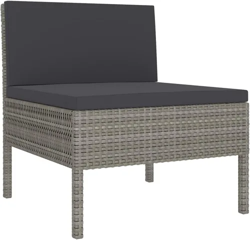Vista 3 de Ensemble de Salon de Jardin Modulaire 9 Pièces Gris Anthracite avec Coussins, Résistant aux Intempéries, Confortable et Design Moderne Pour