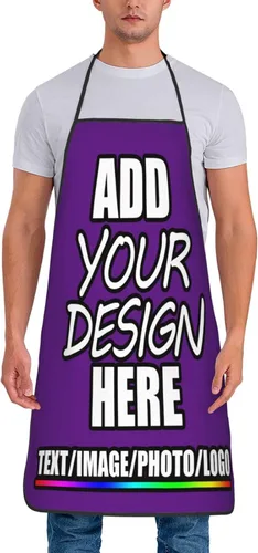 Vista 38 de Delantal personalizado personalizado para añadir nombre, foto, texto, logotipo, cocina ajustable para cocinero para hombres y mujeres