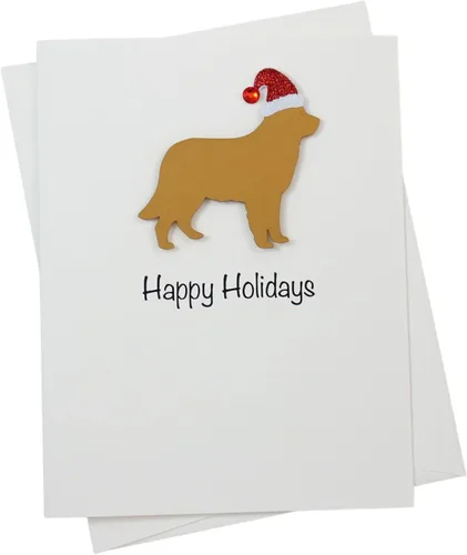 Vista 31 de Black Doodle Bernedoodle - Tarjetas de Navidad (10 unidades), hechas a mano, base blanca, perro con sombrero de Papá Noel Negro