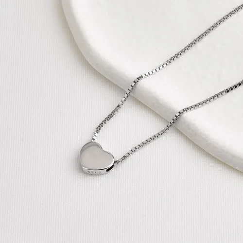 Vista 2 de Candyfancy Collar con colgante de corazón de plata de ley 925 para mujer cadena de caja de 180in Metal