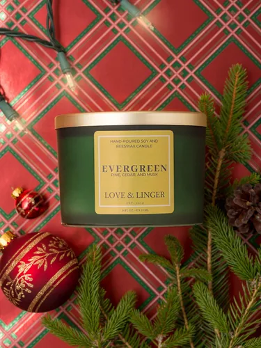 Vista 7 de Evergreen - Velas perfumadas de soja y cera de abejas de lujo, 16 onzas, velas en tarro grande para el hogar, Navidad e invierno