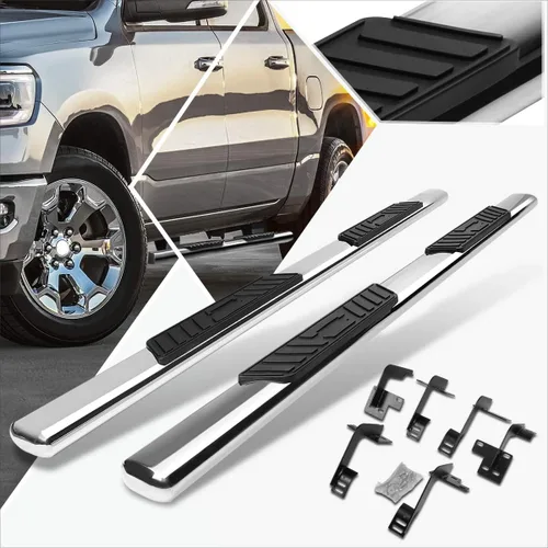 Vista 7 de (2 piezas) barras de paso Nerf redondas negras de 3 pulgadas compatibles con Ram 19-20 1500 Pickup Crew Cab
