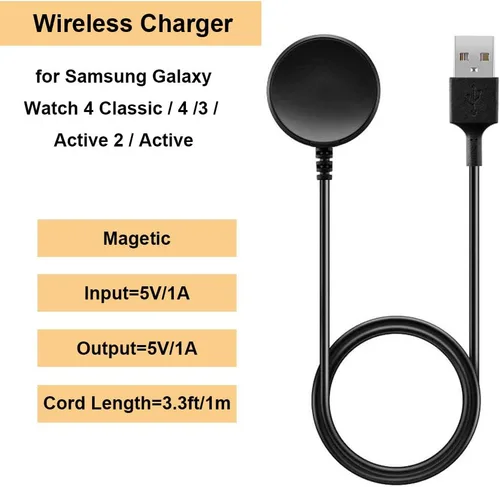 Vista 5 de Cargador para Samsung Galaxy Watch 4/4Classic/3/Active 2/Active, cable de carga USB de repuesto para Galaxy Watch 4 Classic/3/Active 2/Active