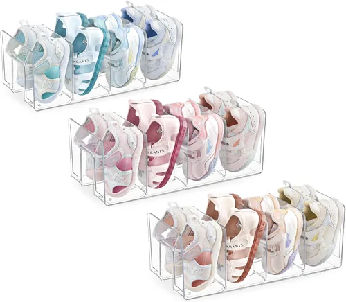 Vista 12 de HBlife Zapatero de acrílico negro para niños para organizadores y almacenamiento de armario, zapatero pequeño de 4 secciones, organizador