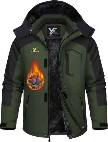 Vista 17 de Chaqueta de invierno para hombre, abrigo de trabajo, cortavientos impermeable, softshell pesado, térmica aislante, resistente al calor, para esquí