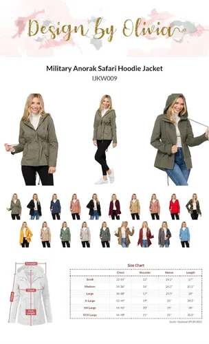 Vista 7 de Design by Olivia - Chaqueta militar impermeable con capucha para mujer