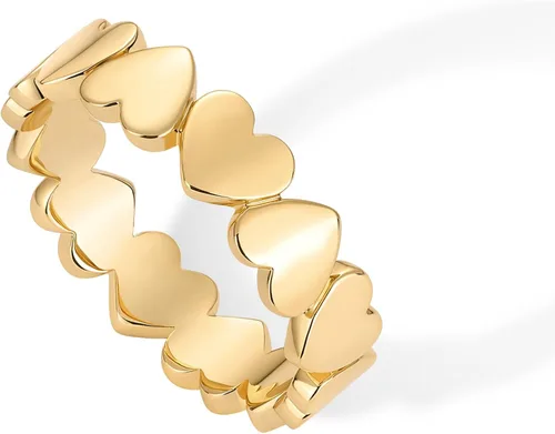 Vista 3 de PAVOI Anillo apilable de corazón chapado en oro de 14 quilates para mujer Anillos llamativos de amor de San Valentín