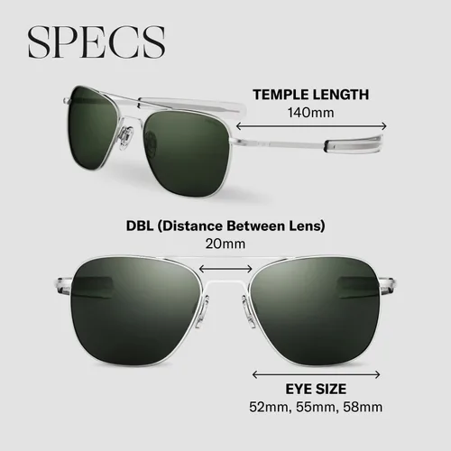 Vista 6 de Randolph Eyewear Aviator Sunglasses for Men & Women Non-Polarized & Polarized Lenses, Matte Chrome UV Protection Sunglasses