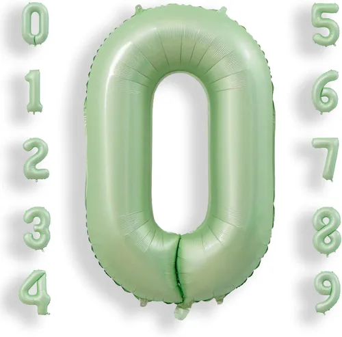 Vista 18 de AULE Globos grandes de 40 pulgadas con números 0 azules, globos grandes de números de aluminio, decoraciones de fiesta de cumpleaños de helio
