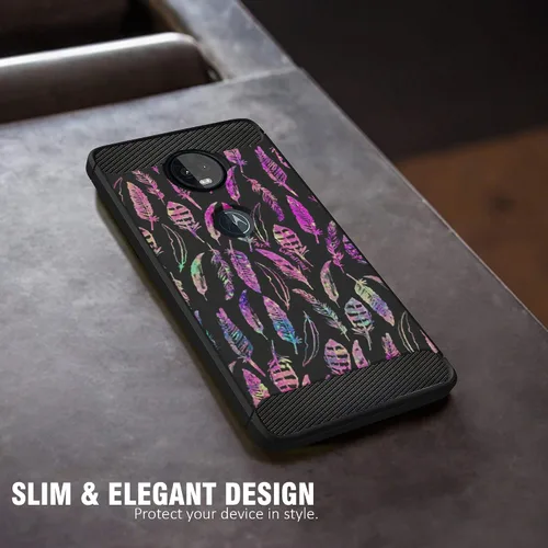 Vista 4 de CasesOnDeck - Funda ajustable compatible con Motorola Moto Z4 / Moto Z4 Play, fibra de carbono, protección contra golpes y caídas, TPU flexible
