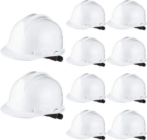 Vista 10 de Leumoi 10 piezas de casco de suspensión, casco duro de construcción para seguridad, estilo gorra de trinquete con correas de corona autoajustables