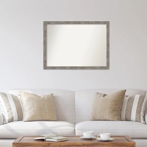 Vista 68 de Amanti Art Silver Bathroom Mirror for Over Sink, 26x35 Custom Made Marred Pewter Rectangle Vanity Mirror, Large Casual Wood Frame, Hangs Horizonally