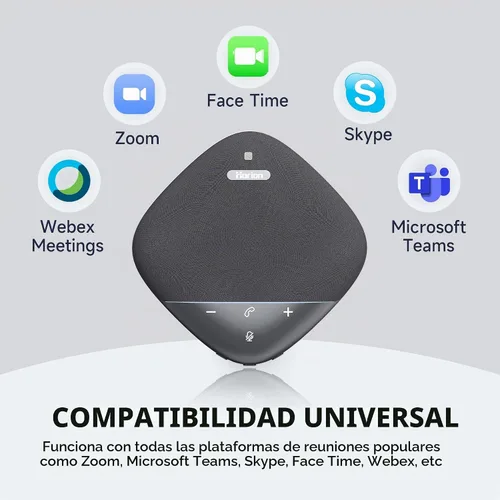Vista 6 de HORION Altavoz de conferencia con micrófono, altavoz Bluetooth inalámbrico para computadora de reuniones de oficina, con 8 micrófonos, captación