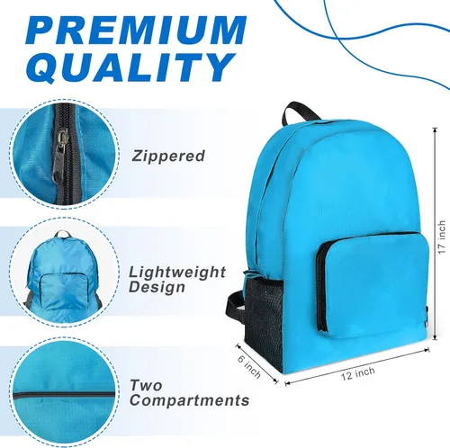 Vista 2 de Sherr Paquete de 20 mochilas plegables, mochila ligera a granel para adultos, bolsa clásica de colores mezclados, suministros de donación de viajes