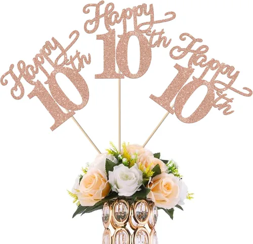 Vista 9 de Rsstarxi Paquete de 12 palitos de centro de mesa de cumpleaños número 50 para decoración de mesa de cumpleaños 50 para hombre, decoración de mesa