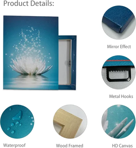 Vista 7 de Impresiones en lienzo para pared, imágenes de flores de loto, decoración de baño, pintura zen, spa, fotos, obras de arte enmarcadas para meditación